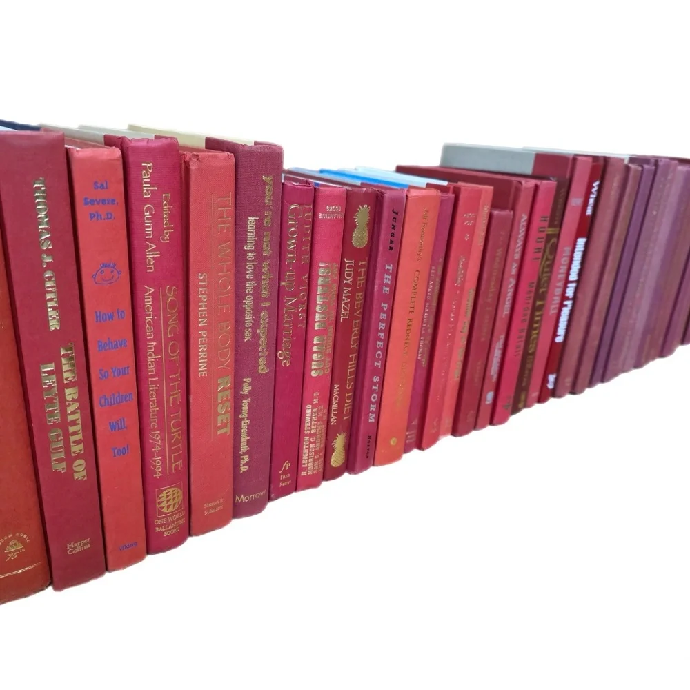 RED / Burgundy Book Decor: Modern Hardcover Interior Design Real Staging Books